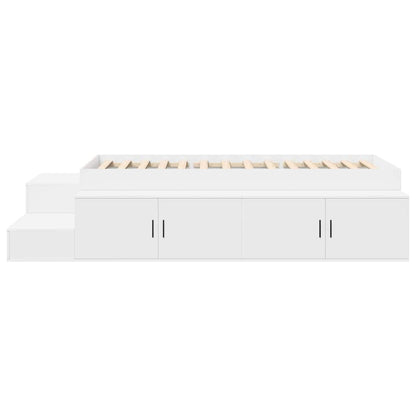 Storage Bed Frame with Storage White 80 cm Engineered Wood