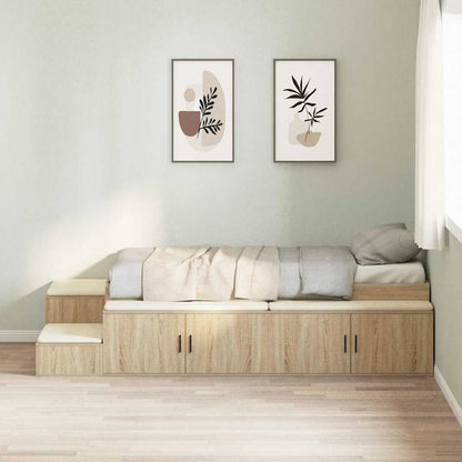Storage Bed Frame with Storage Sonoma Oak 80 cm Engineered Wood