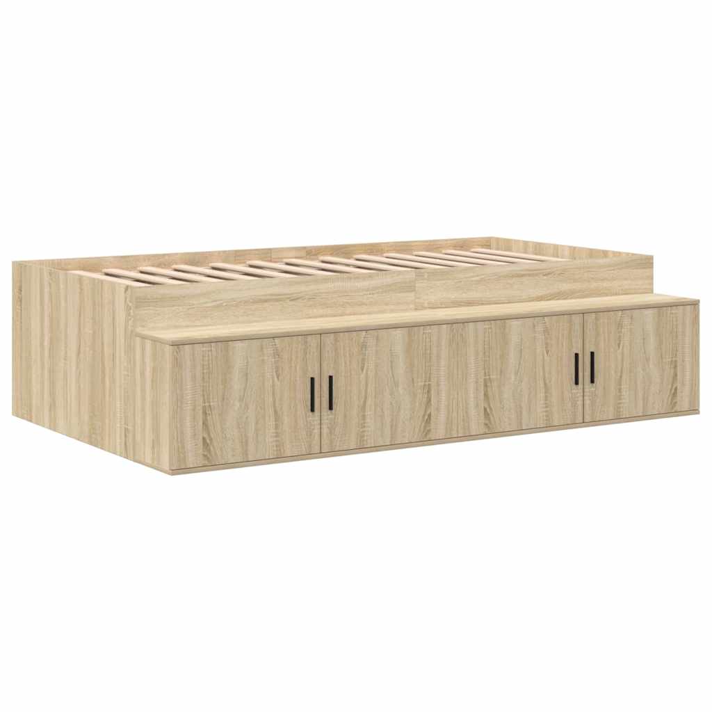 Storage Bed Frame with Storage Sonoma Oak 80 cm Engineered Wood