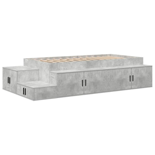 Storage Bed Frame with Door Concrete Grey 80 cm Engineered Wood