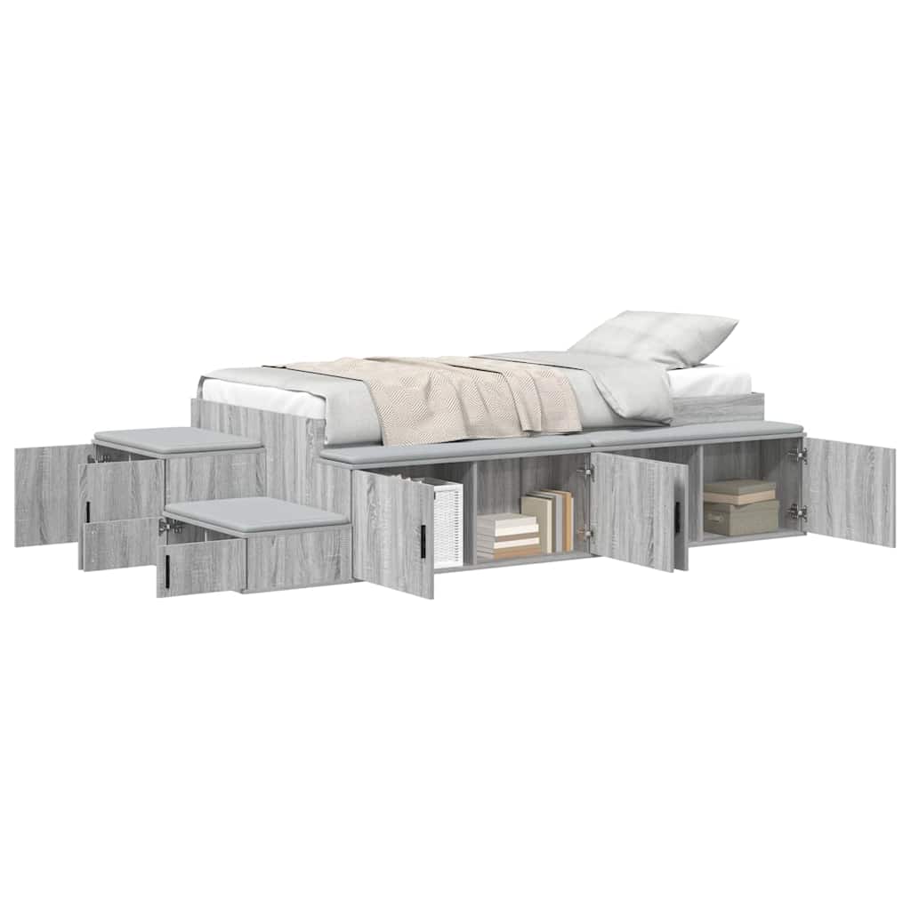 Storage Bed Frame Grey Sonoma 80 cm Engineered Wood