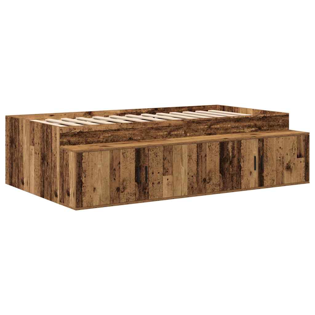 Storage Bed Frame with Storage Old Wood 80 cm Engineered Wood