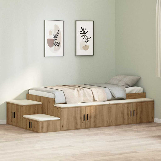 Storage Bed Frame with Shelf Artisan Oak 80 cm Engineered Wood