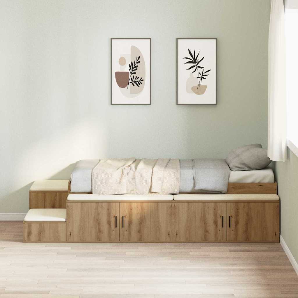 Storage Bed Frame with Shelf Artisan Oak 80 cm Engineered Wood