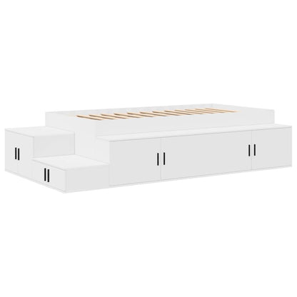Storage Bed Frame with Storage White 75 cm Engineered Wood