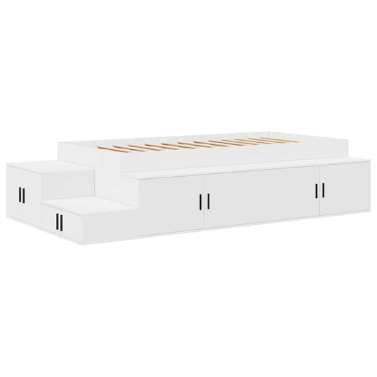 Storage Bed Frame with Shelf White 75 cm Engineered Wood