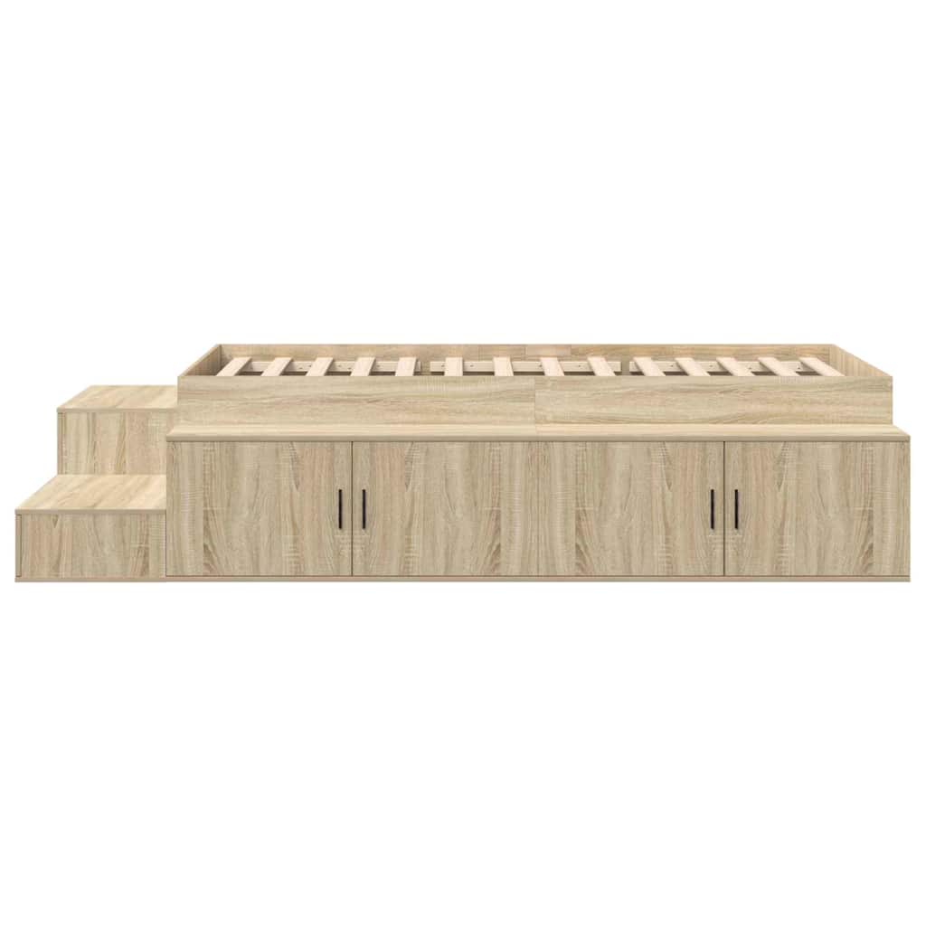 Storage Bed Frame with Storage Sonoma Oak 75 cm Engineered Wood