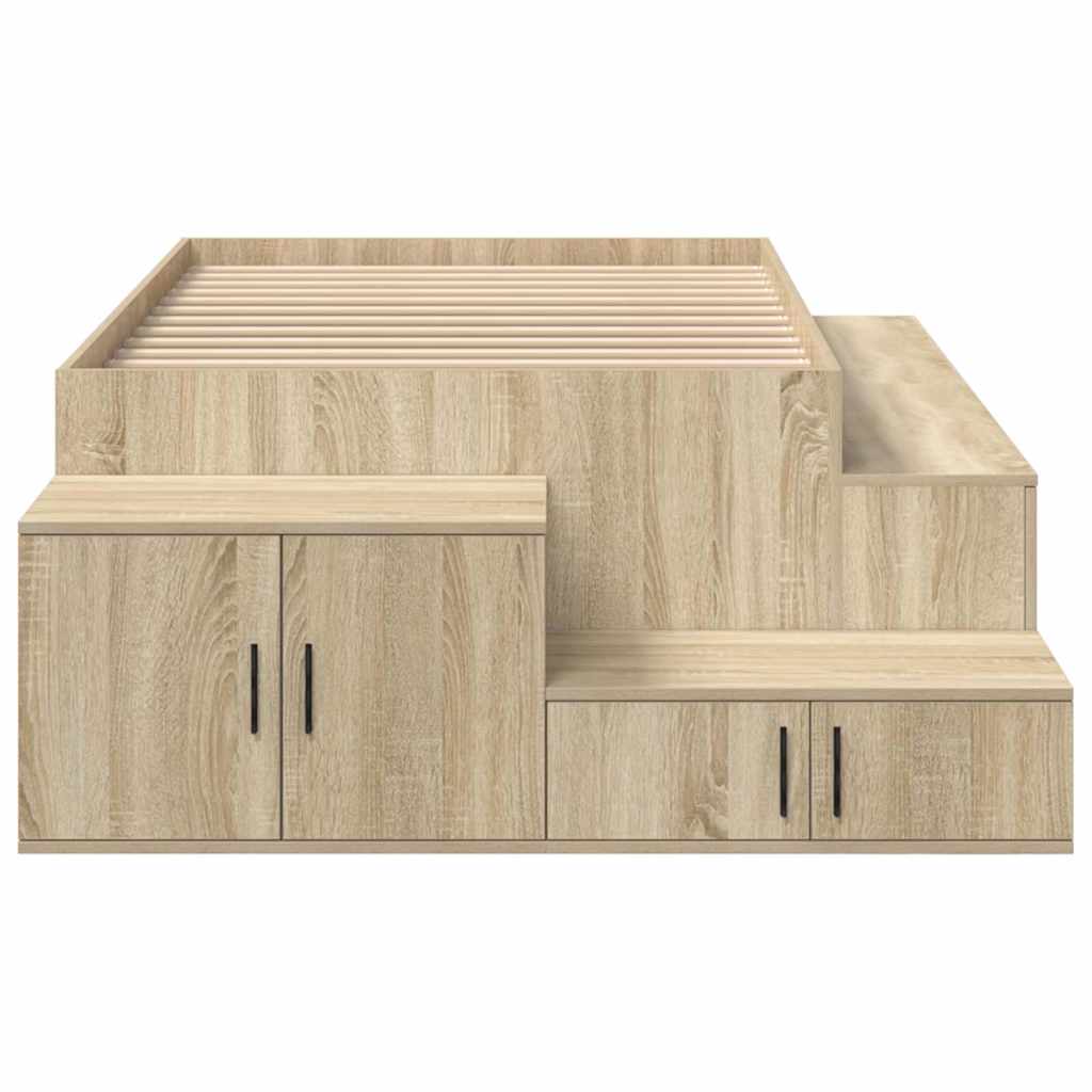 Storage Bed Frame with Storage Sonoma Oak 75 cm Engineered Wood