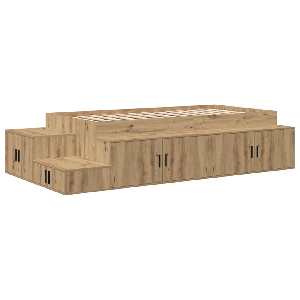 Storage Bed Frame with Shelf Artisan Oak 75 cm Engineered Wood