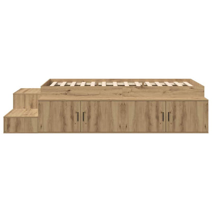 Storage Bed Frame with Shelf Artisan Oak 75 cm Engineered Wood