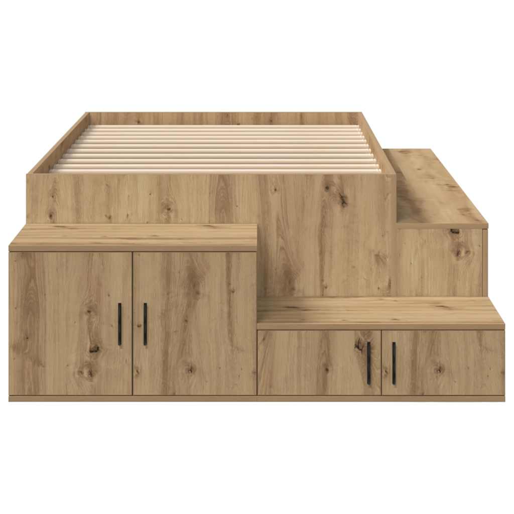 Storage Bed Frame with Shelf Artisan Oak 75 cm Engineered Wood