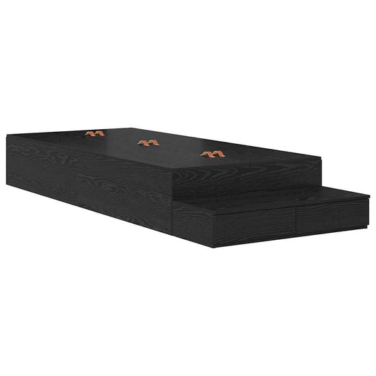 Storage Bed Frame with Drawer Black Oak 80 cm Engineered Wood