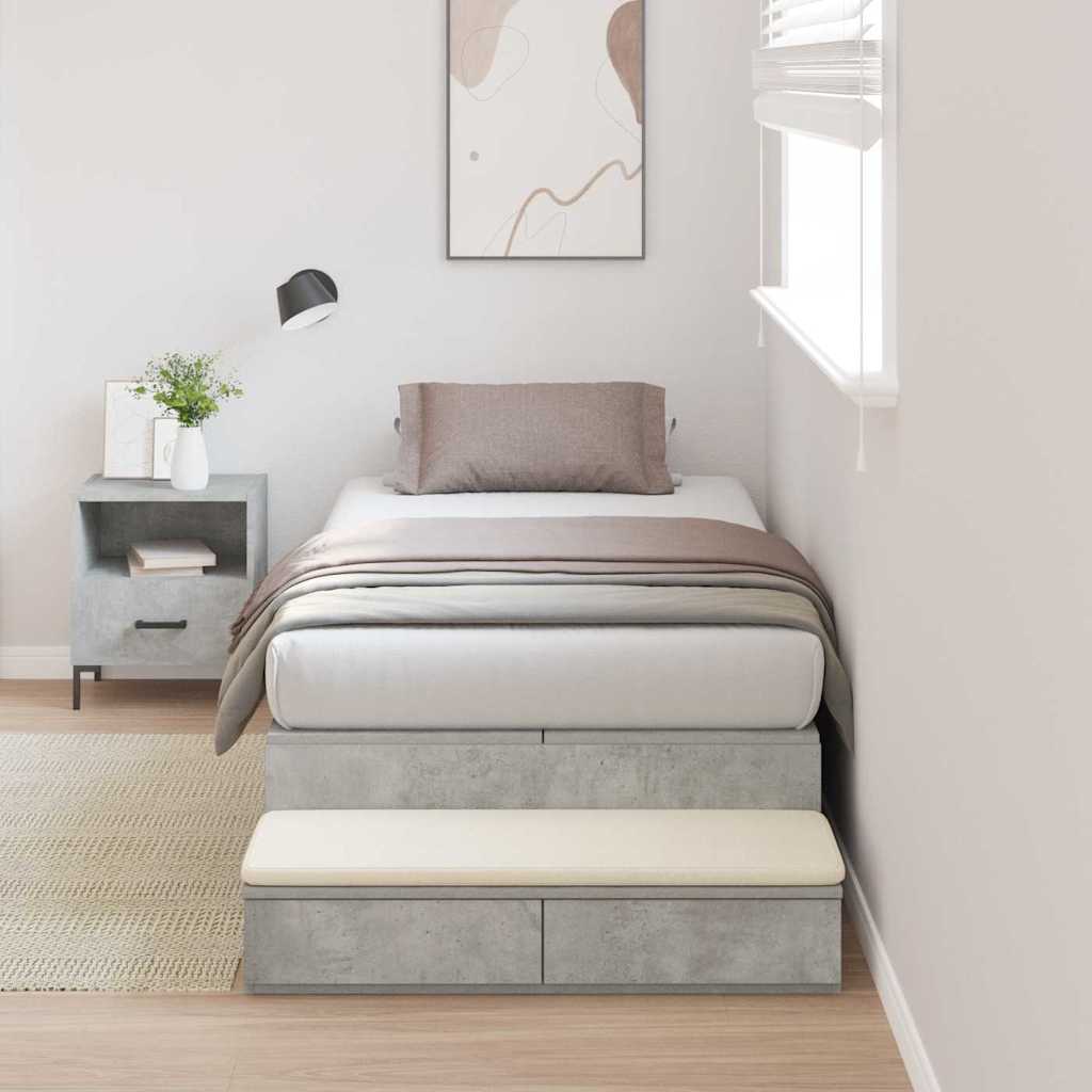 Storage Bed Frame Concrete Grey 80 cm Engineered Wood