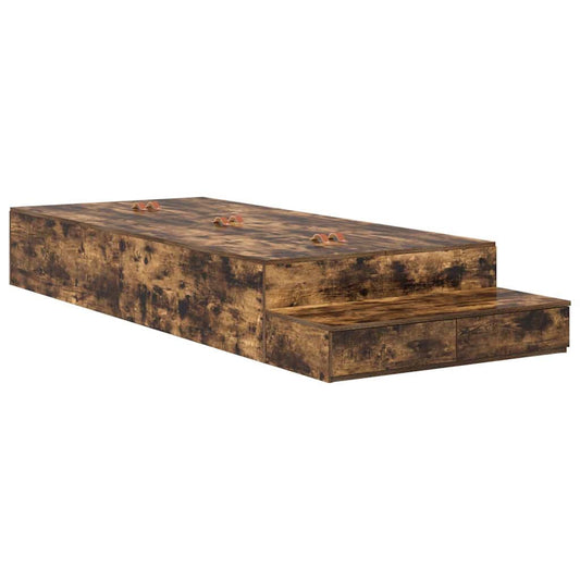 Storage Bed Frame with Drawer Smoked Oak 80 cm Engineered Wood