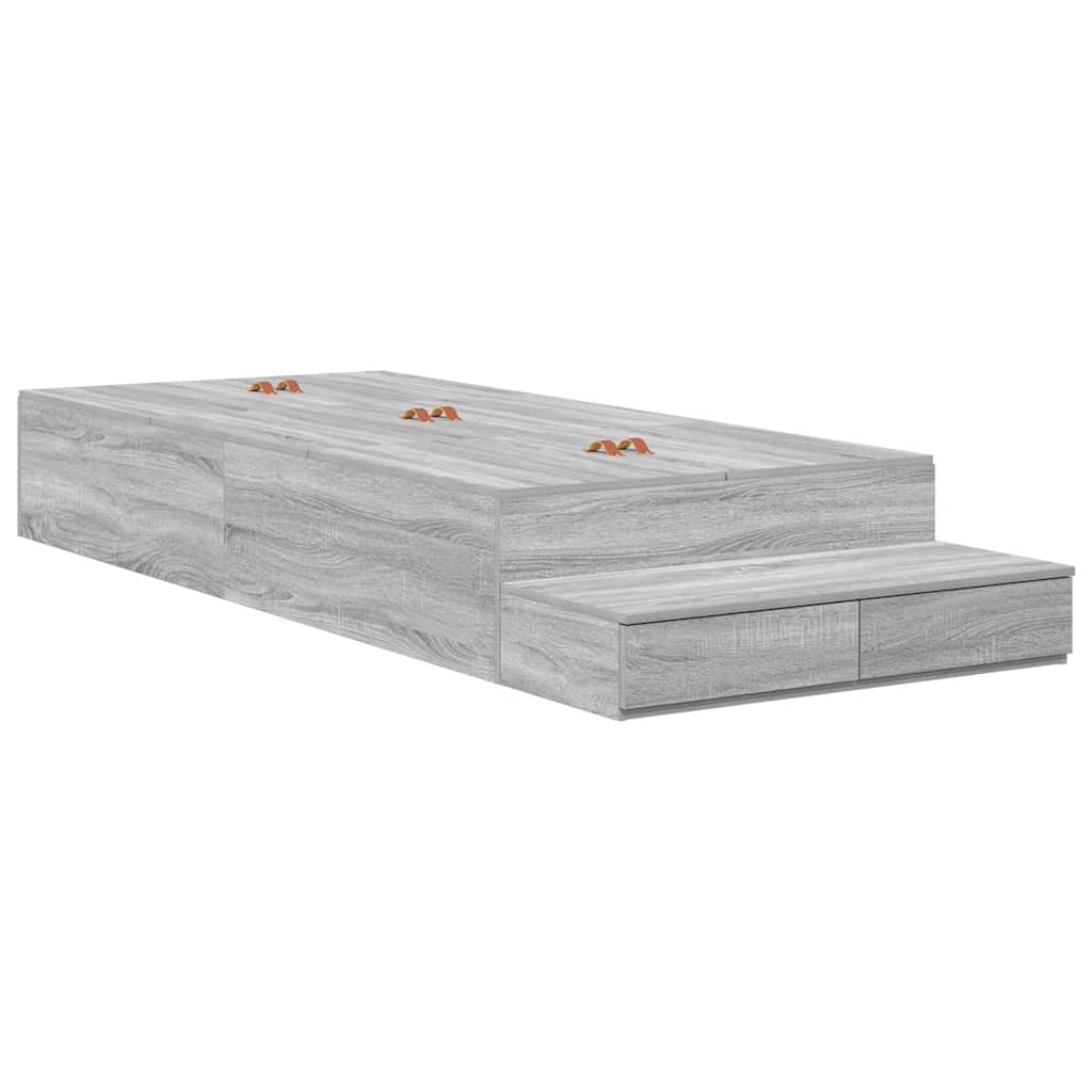 Storage Bed Frame with Drawer Grey Sonoma 80 cm Engineered Wood
