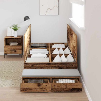 Storage Bed Frame with Drawer Old Wood 80 cm Engineered Wood