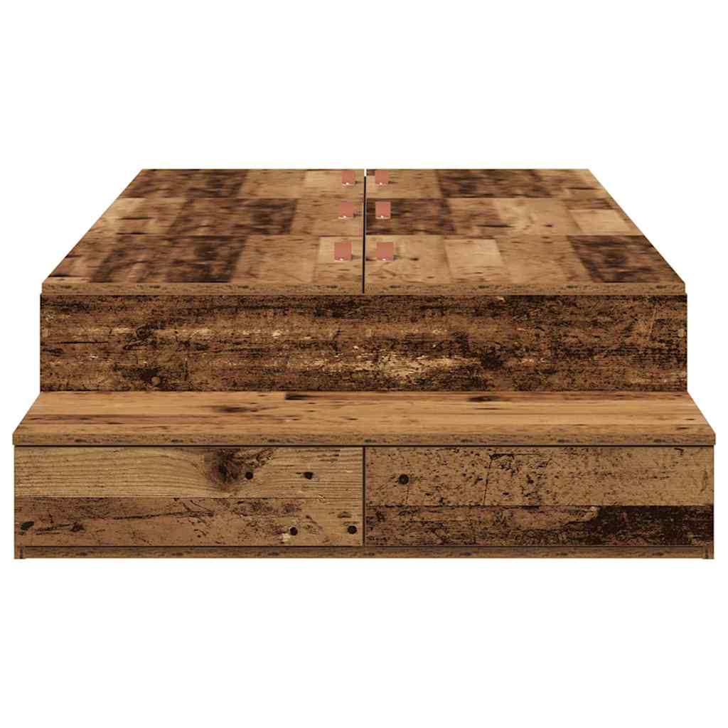 Storage Bed Frame with Drawer Old Wood 80 cm Engineered Wood