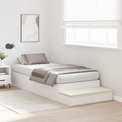 Storage Bed Frame with Drawer White 90 cm Engineered Wood