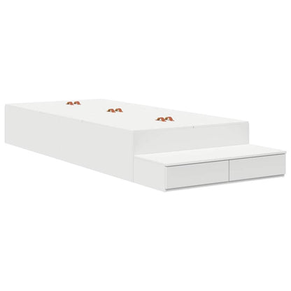 Storage Bed Frame with Drawer White 90 cm Engineered Wood