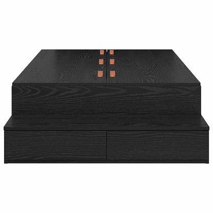 Storage Bed Frame with Drawer Black Oak 90 cm Engineered Wood