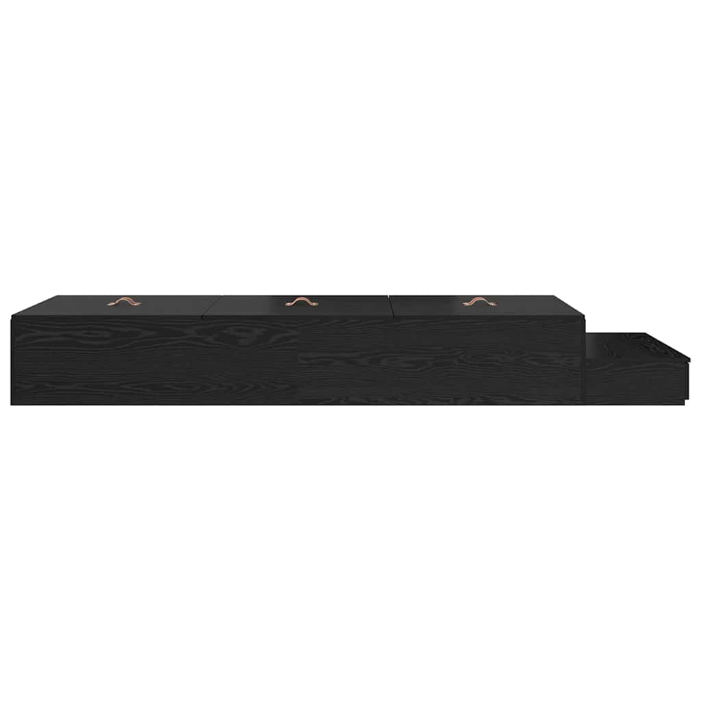 Storage Bed Frame with Drawer Black Oak 90 cm Engineered Wood