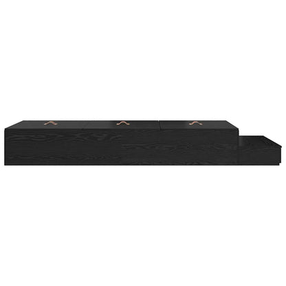 Storage Bed Frame with Drawer Black Oak 90 cm Engineered Wood