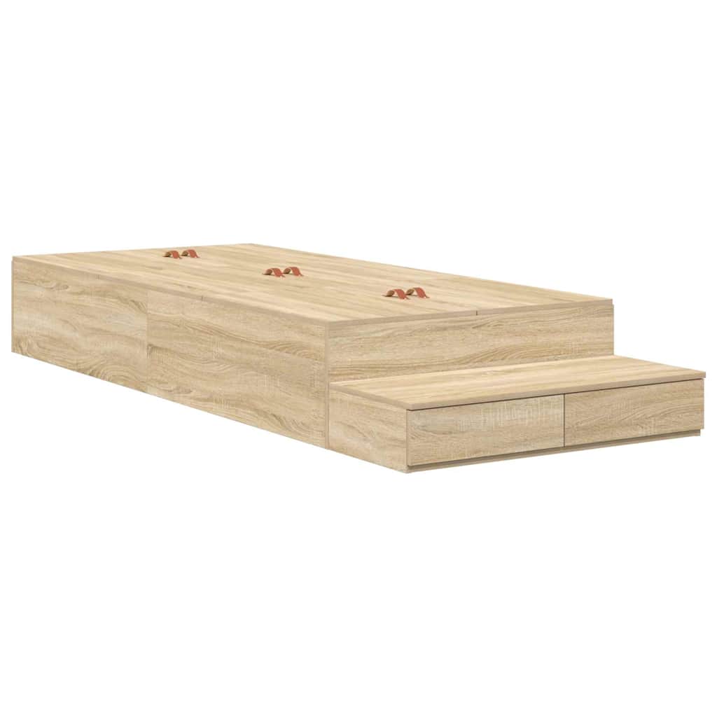 Storage Bed Frame with Drawer Sonoma Oak 90 cm Engineered Wood