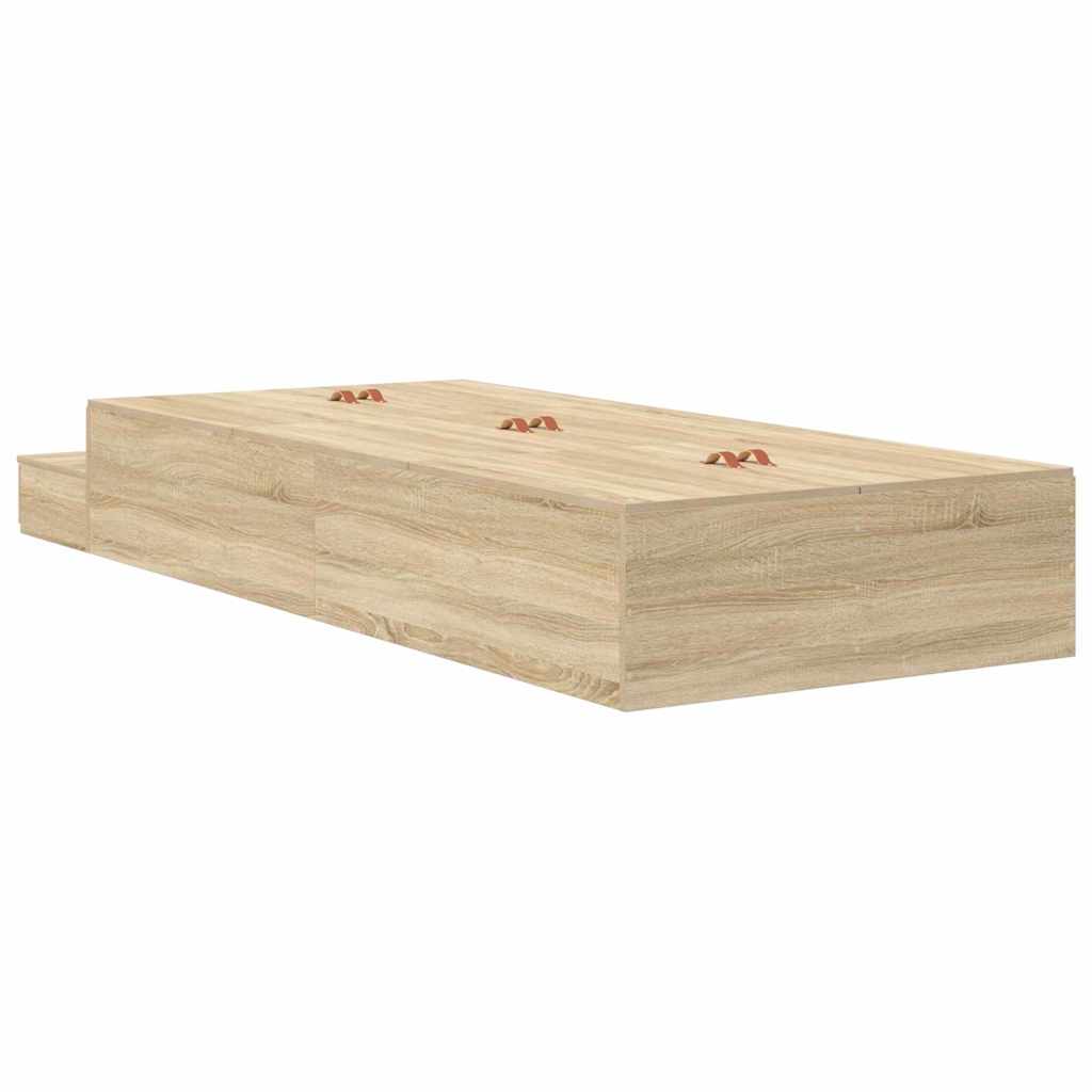Storage Bed Frame with Drawer Sonoma Oak 90 cm Engineered Wood