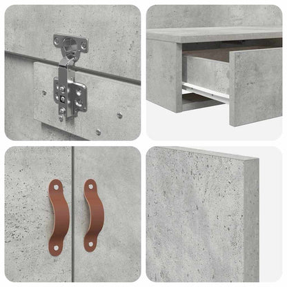 Storage Bed Frame Concrete Grey 90 cm Engineered Wood