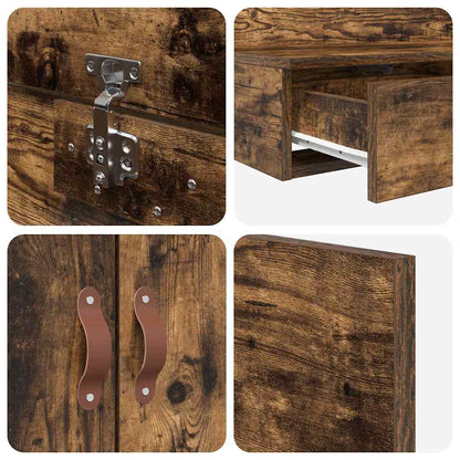 Storage Bed Frame with Drawer Smoked Oak 90 cm Engineered Wood
