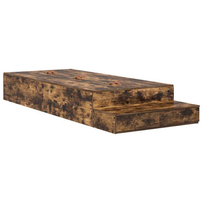 Storage Bed Frame with Drawer Smoked Oak 90 cm Engineered Wood