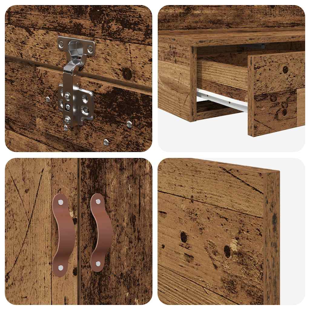 Storage Bed Frame with Drawer Old Wood 100 cm Engineered Wood