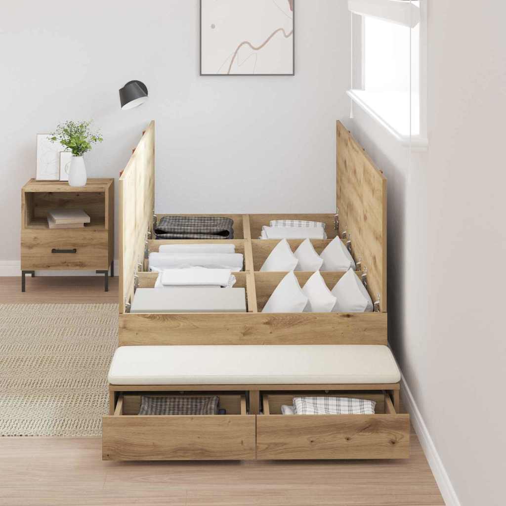Storage Bed Frame with Door Artisan Oak 100 cm Engineered Wood