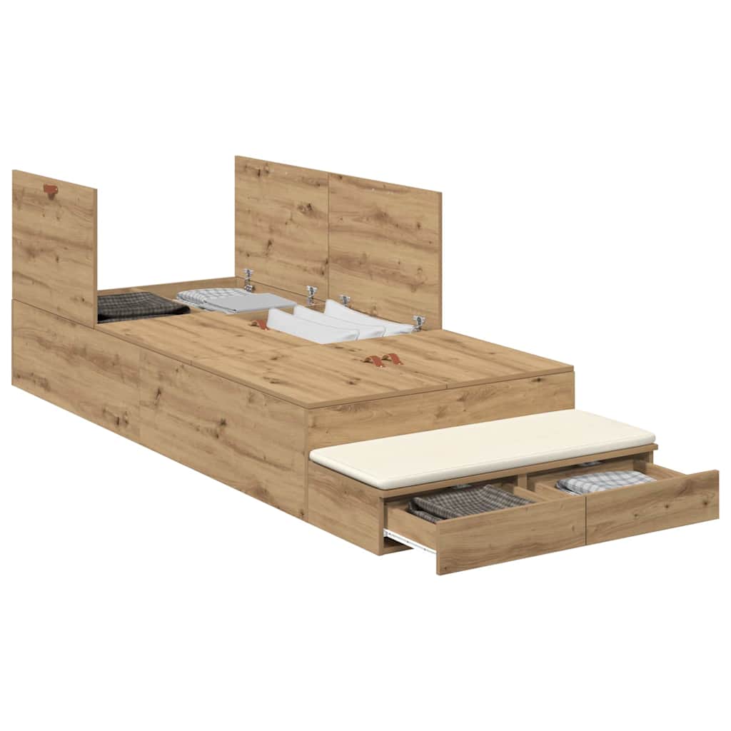 Storage Bed Frame with Door Artisan Oak 100 cm Engineered Wood