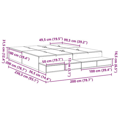Storage Bed Frame with Drawer White 200 cm Engineered Wood