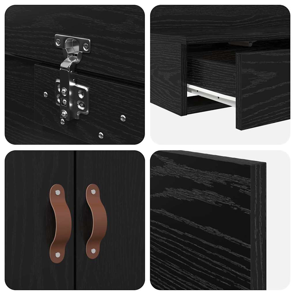 Storage Bed Frame with Drawer Black Oak 120 cm Engineered Wood