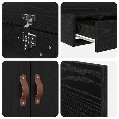 Storage Bed Frame with Drawer Black Oak 120 cm Engineered Wood