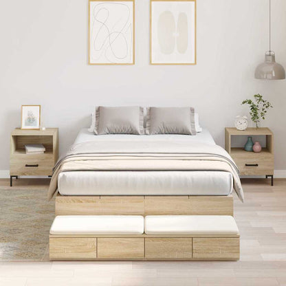 Storage Bed Frame with Drawer Sonoma Oak 120 cm Engineered Wood