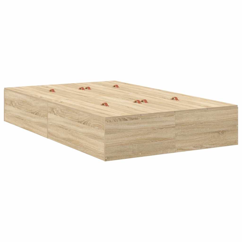 Storage Bed Frame with Drawer Sonoma Oak 120 cm Engineered Wood