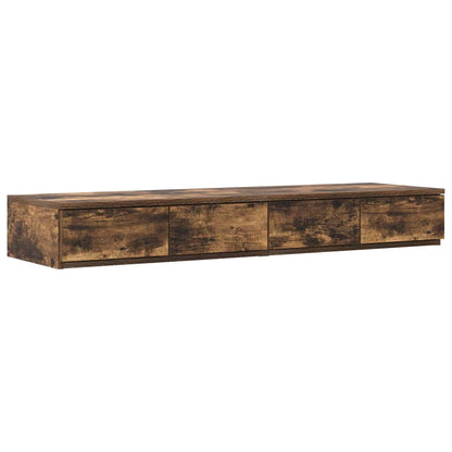 Storage Bed Frame with Drawer Smoked Oak 120 cm Engineered Wood