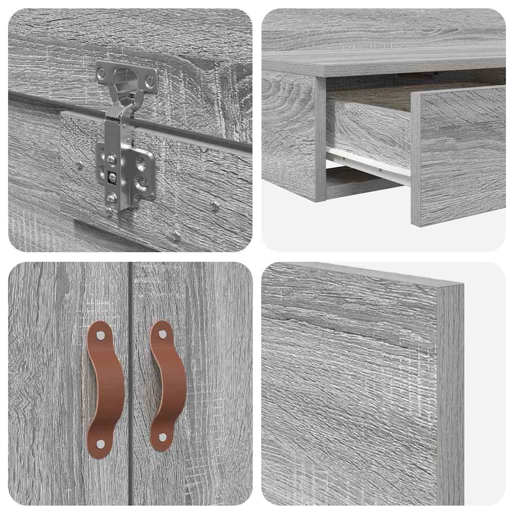 Storage Bed Frame Grey Sonoma 120 cm Engineered Wood