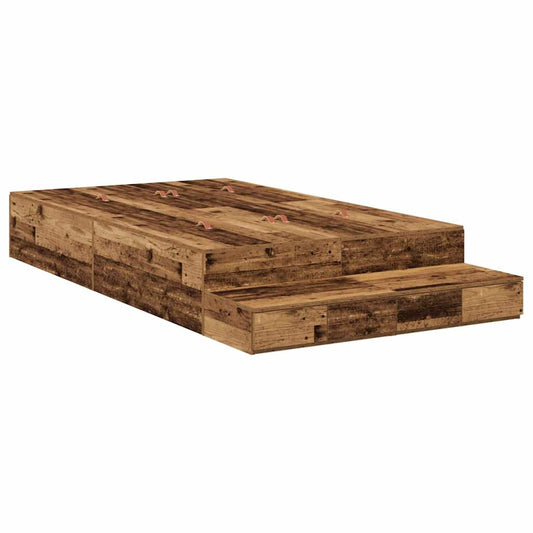 Storage Bed Frame with Drawer Old Wood 120 cm Engineered Wood