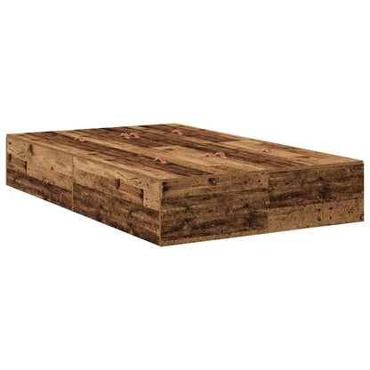 Storage Bed Frame with Drawer Old Wood 120 cm Engineered Wood