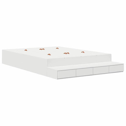 Storage Bed Frame with Drawer White 140 cm Engineered Wood