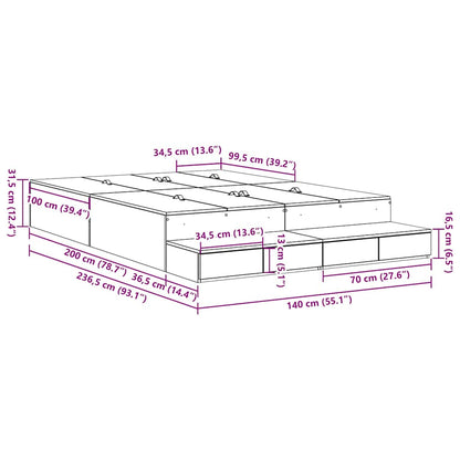 Storage Bed Frame with Drawer White 140 cm Engineered Wood
