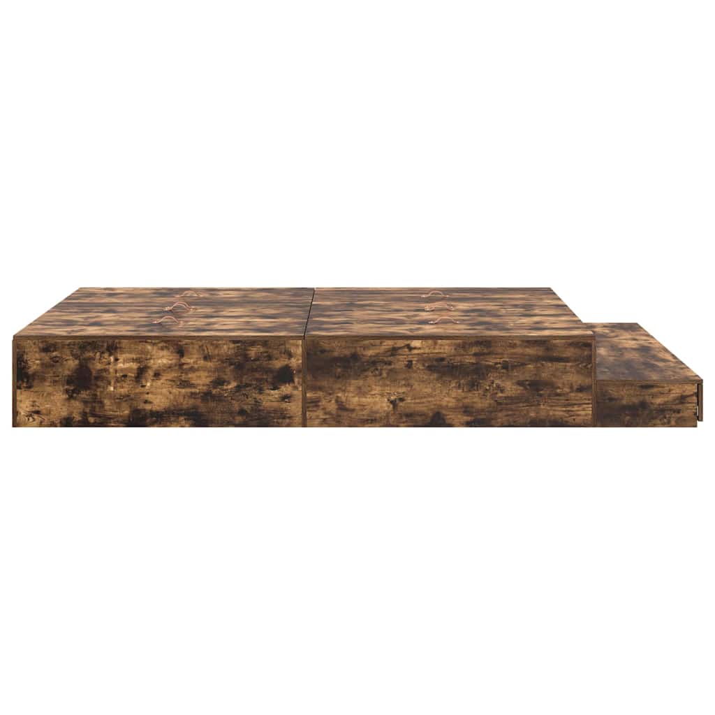 Storage Bed Frame with Drawer Smoked Oak 150 cm Engineered Wood