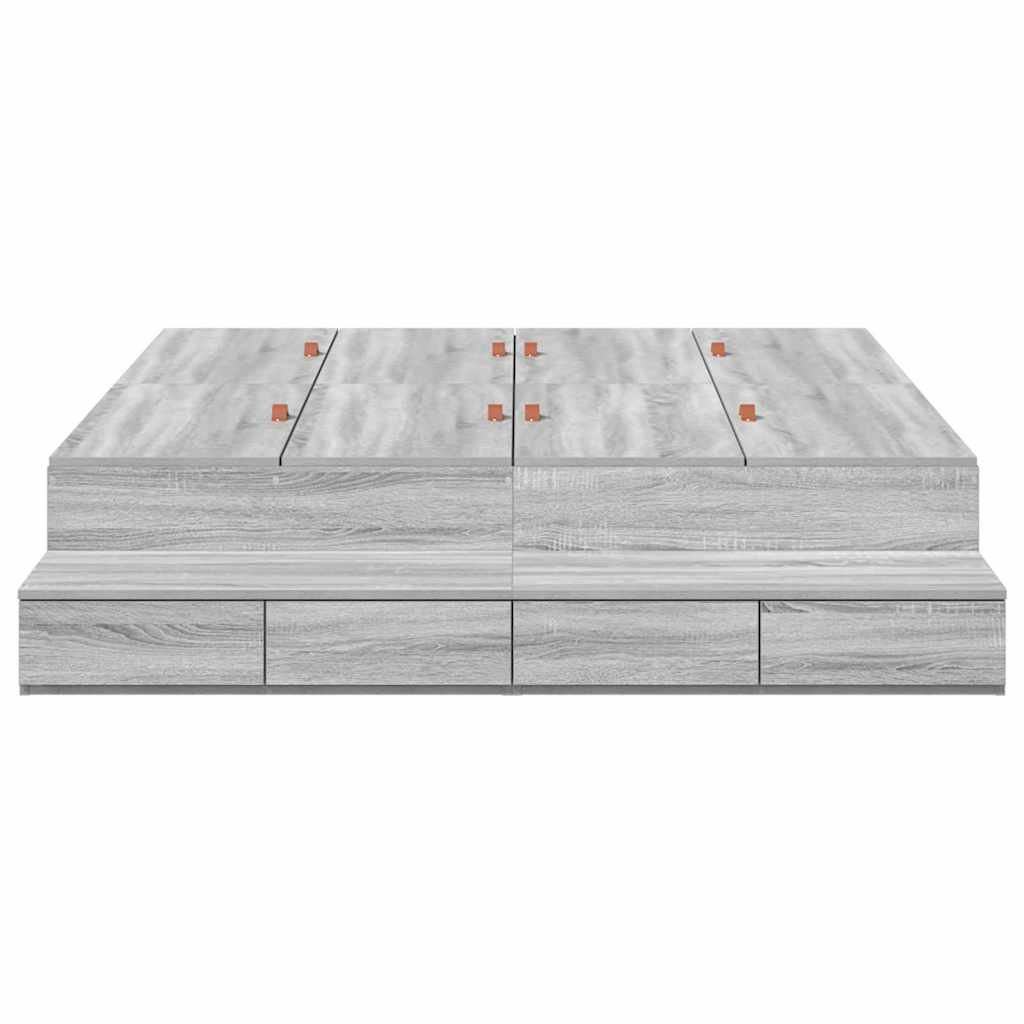 Storage Bed Frame Grey Sonoma 150 cm Engineered Wood