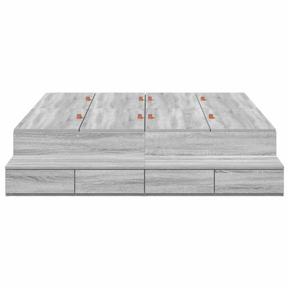 Storage Bed Frame Grey Sonoma 150 cm Engineered Wood