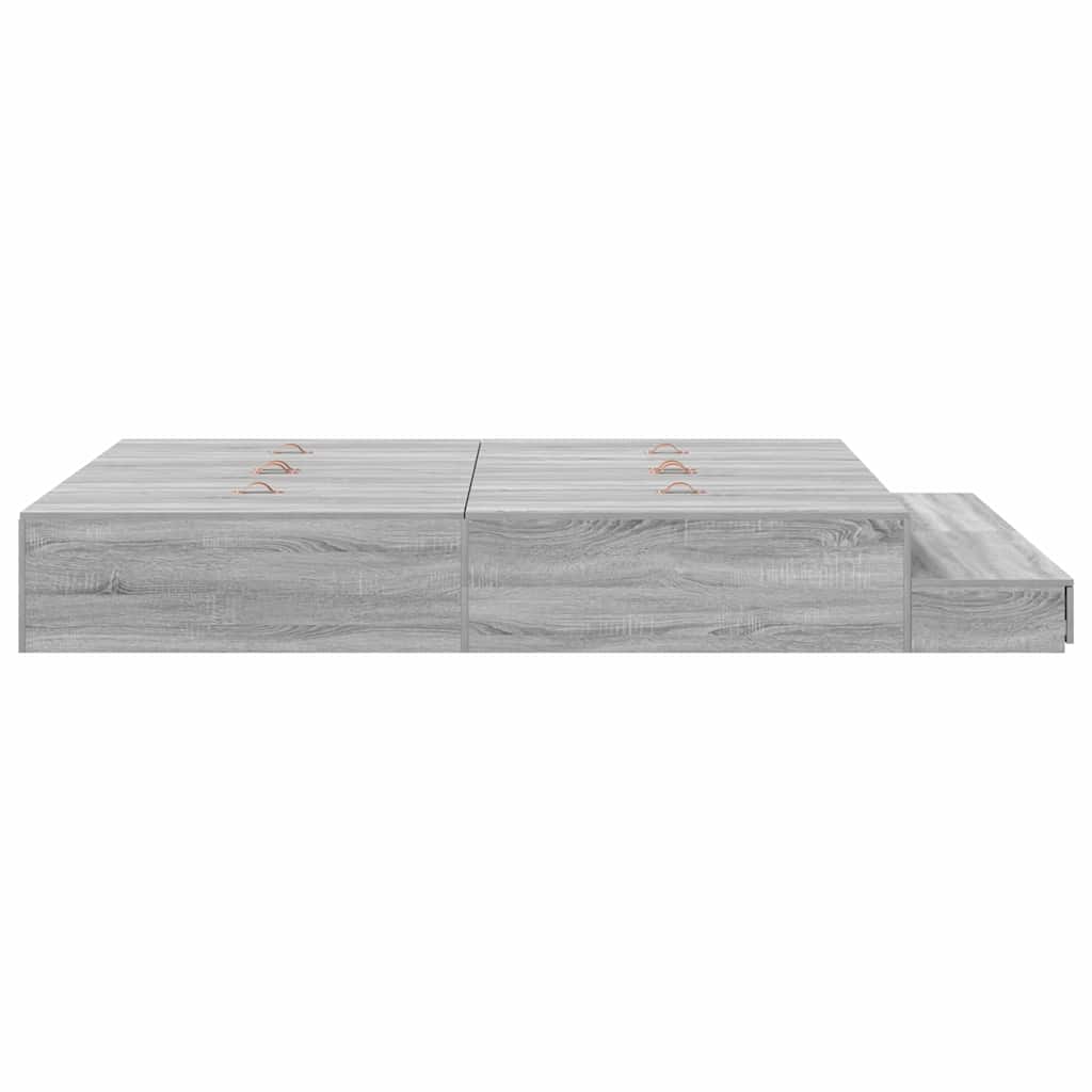 Storage Bed Frame Grey Sonoma 150 cm Engineered Wood