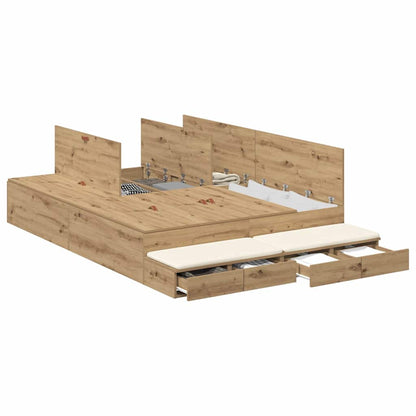 Storage Bed Frame with Door Artisan Oak 150 cm Engineered Wood